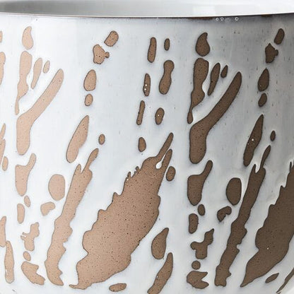 Nina Ceramic Footed Pot in White/Tan - Large