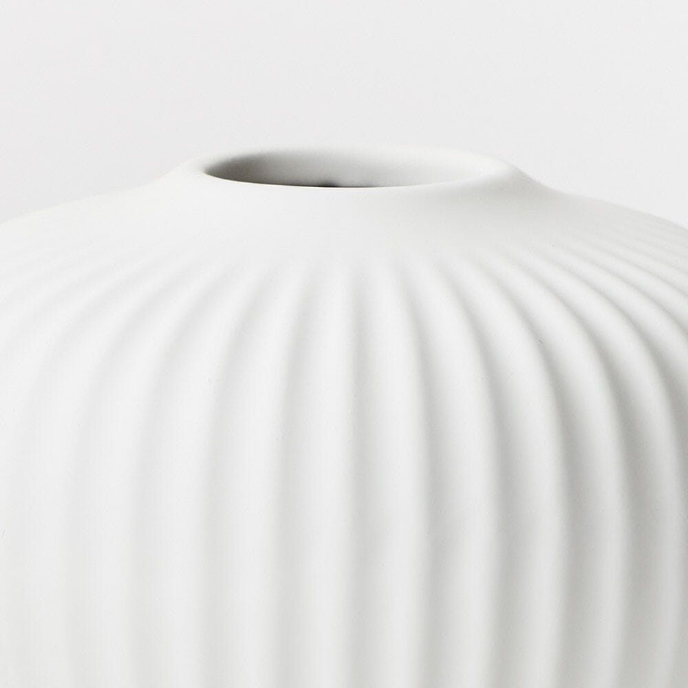 Bodrum Ceramic Ribbed Vase in White 15cm (Save 20%)
