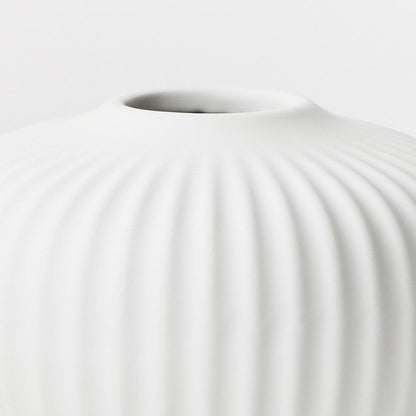 Bodrum Ceramic Ribbed Vase in White 15cm (Save 20%)