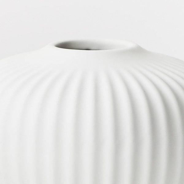 Bodrum Ceramic Ribbed Vase in White 15cm