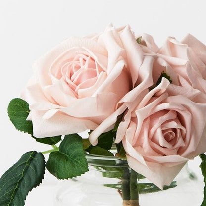 Rose Clara Faux Mix in Glass Vase Soft Pink (Save 20%)