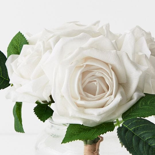 Rose Clara Faux Mix in Glass Vase White (Save 20%)