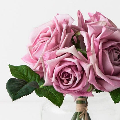 Rose Clara Faux Mix in Glass Vase Lavender (Save 20%)