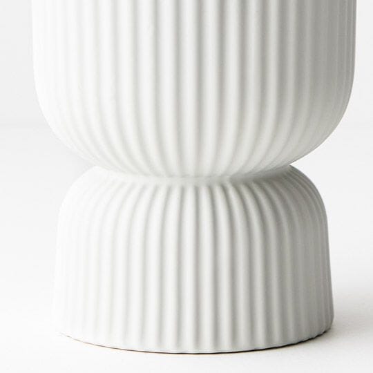 Gia Ribbed Pedestal Pot in White 16cm (Save 17%)