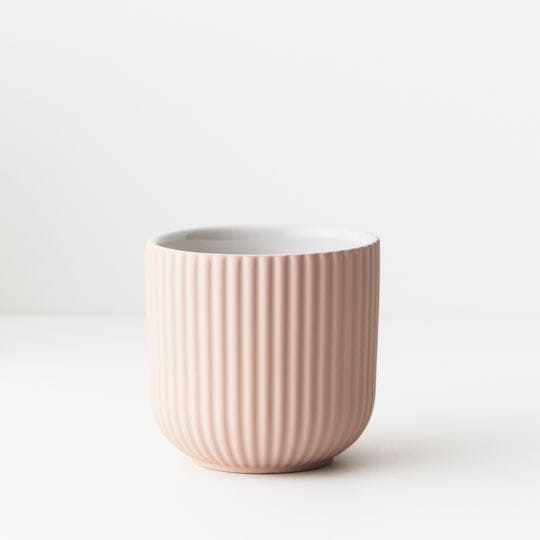 Gia Ribbed Planter in Soft Pink 10.5cm