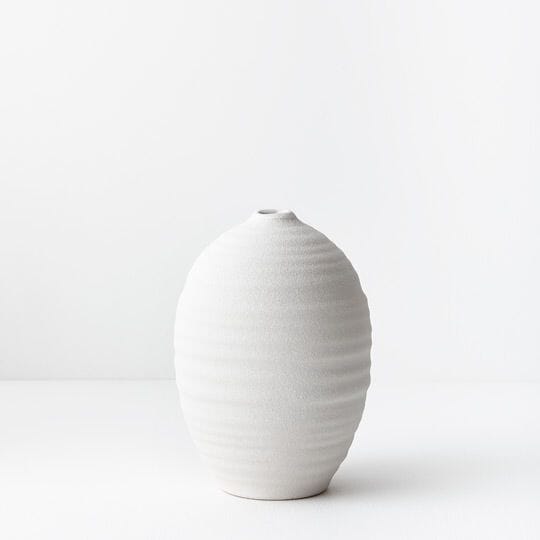 Jabbour Ceramic Vase in White - Medium
