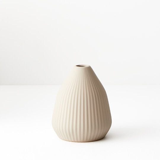 Bodrum Ceramic Ribbed Vase in Sand 11.5cm