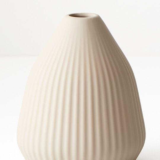Bodrum Ceramic Ribbed Vase in Sand 11.5cm