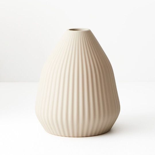 Bodrum Ceramic Ribbed Vase in Sand 20cm
