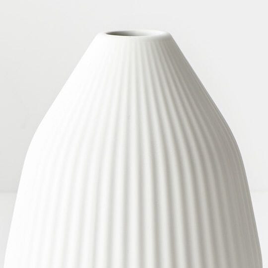 Bodrum Ceramic Ribbed Vase in White 20cm