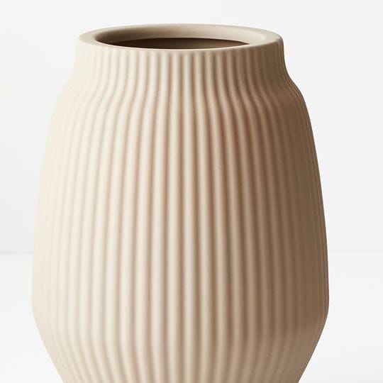 Bodrum Ceramic Ribbed Vase in Sand 28cm