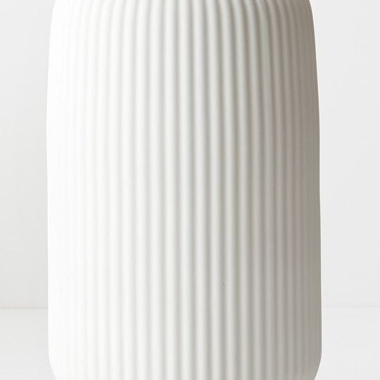 Bodrum Ceramic Ribbed Vase in White 43cm