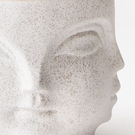 Faces Ceramic Pot in White