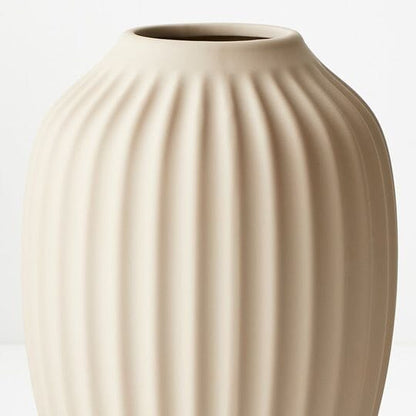 Bodrum Ceramic Ribbed Vase in Sand 23cm