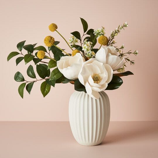 Bodrum Ceramic Ribbed Vase in Matte White 23cm