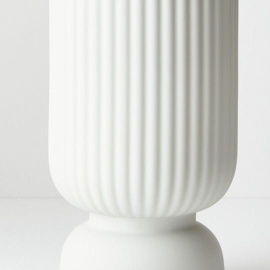 Gia Ribbed Pedestal Vase in White 30cm