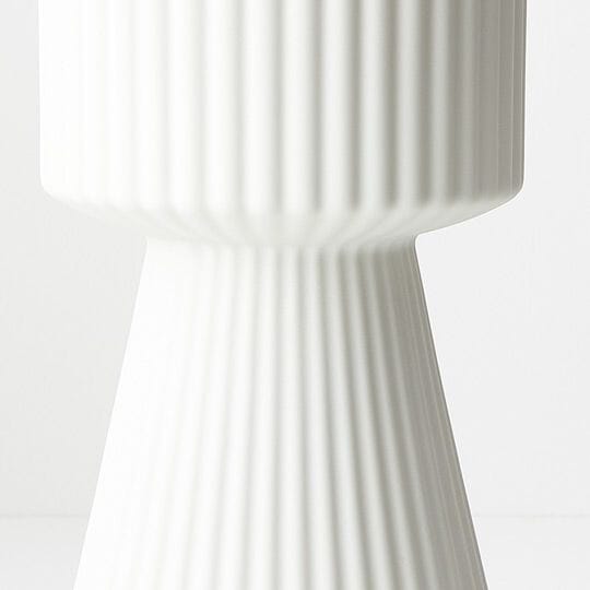 Gia Ribbed Pedestal Vase in White 29cm