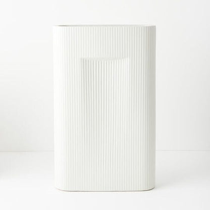 Alto Ribbed Vase in White 50cm