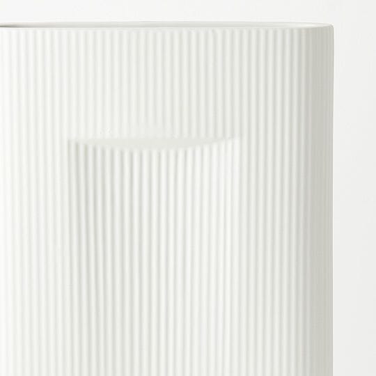 Alto Ribbed Vase in White 35cm