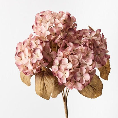 Hydrangea Artificial Bush in Cream/Pink 41cm