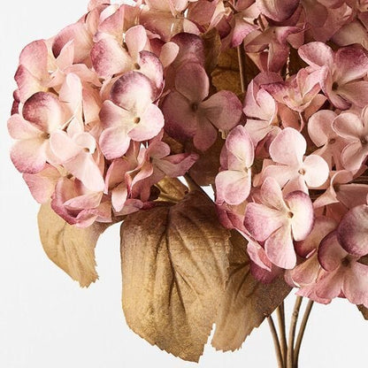 Hydrangea Artificial Bush in Cream/Pink 41cm