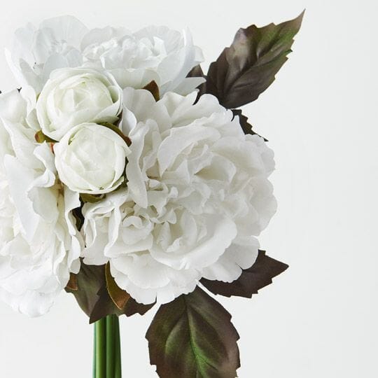 Peony Artificial Bouquet in White 35cm