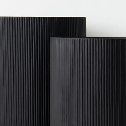 Jamila Ribbed Pot in Matte Black 64cm