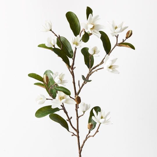 Magnolia Faux Pearl Spray in White 83cm
