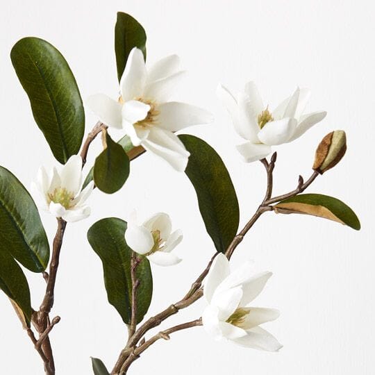 Magnolia Faux Pearl Spray in White 83cm