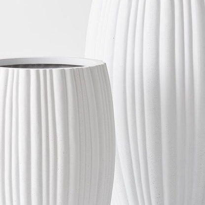Orion Tall Ribbed Pot in White 70cm