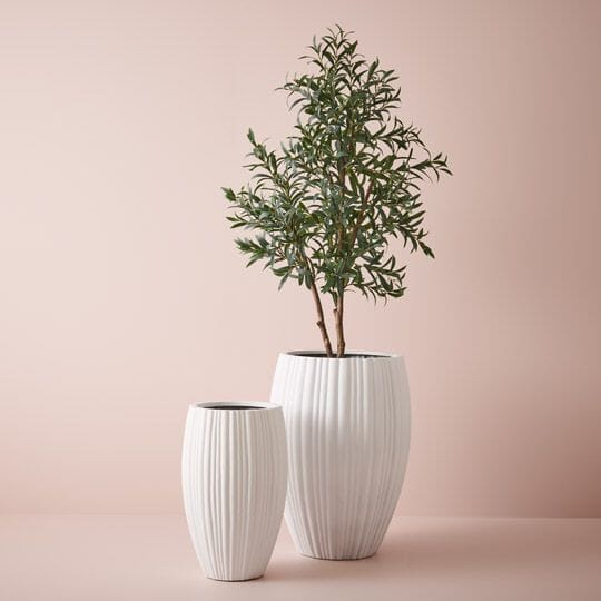 Orion Tall Ribbed Pot in White - XL