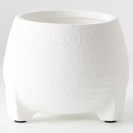 Syros Ceramic Footed Pot in White 21cm
