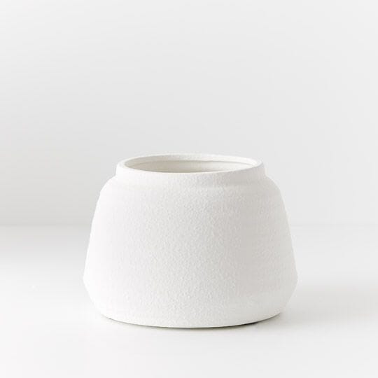 Syros Texture Vase or Pot in Matte White 19cm