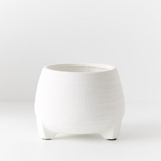 Syros Ceramic Footed Pot in White 21cm