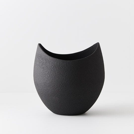 Syros Ceramic Bowl Vase in Black