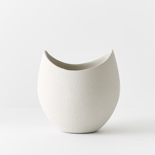 Syros Ceramic Bowl Vase in Grey