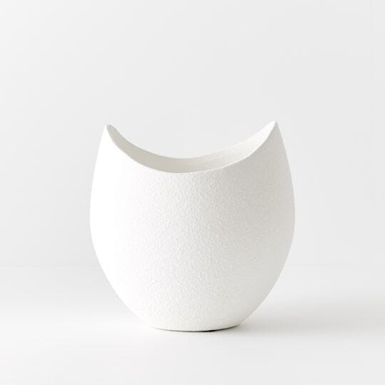 Syros Ceramic Bowl Vase in White