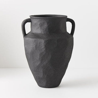 Tamia Stone Vase in Black 30cm