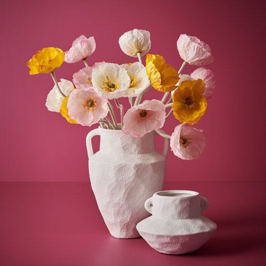 Artificial Flowers in Ceramics Vase, Silk Flower Arrangements, Ripple Vase