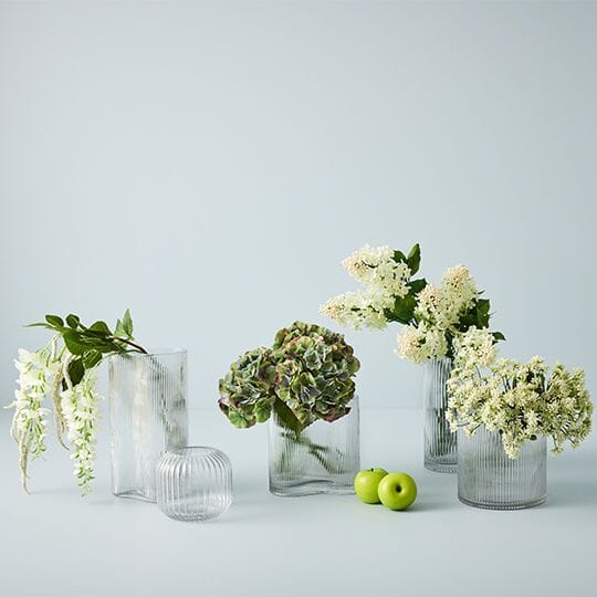 Farrah Ribbed Cylinder Vase in Clear - Wide