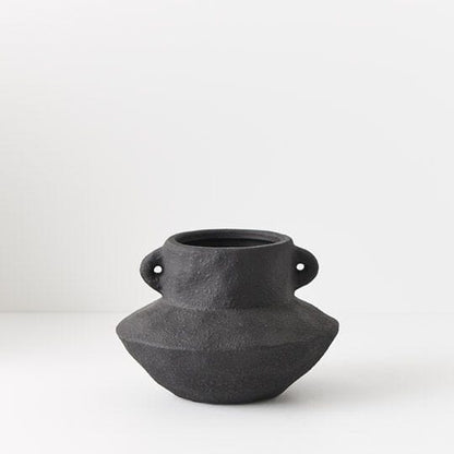 Tamia Stone Vase in Black 20cm