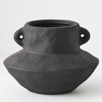 Tamia Stone Vase in Black 20cm