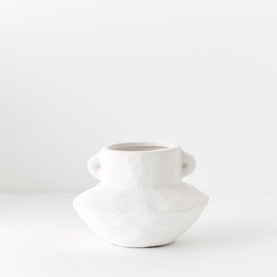 Tamia Stone Vase in White - Small