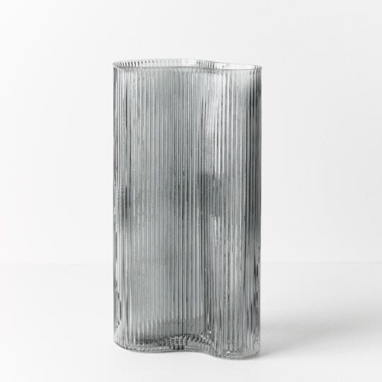 Farrah Ripple Wave Vase in Grey - Large (Save 17%)