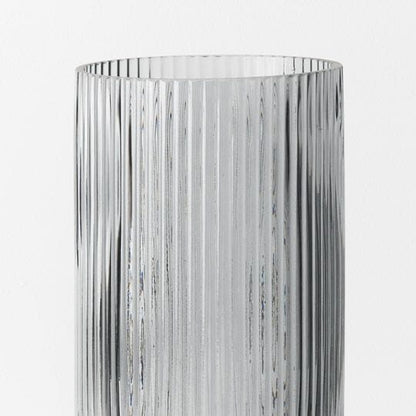 Farrah Ribbed Cylinder Vase in Grey 25cm