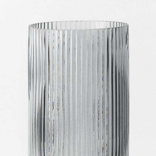 Farrah Ribbed Cylinder Vase in Grey - Tall