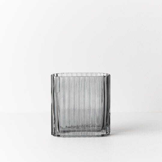 Paloma Oval Ripple Vase in Grey - Small
