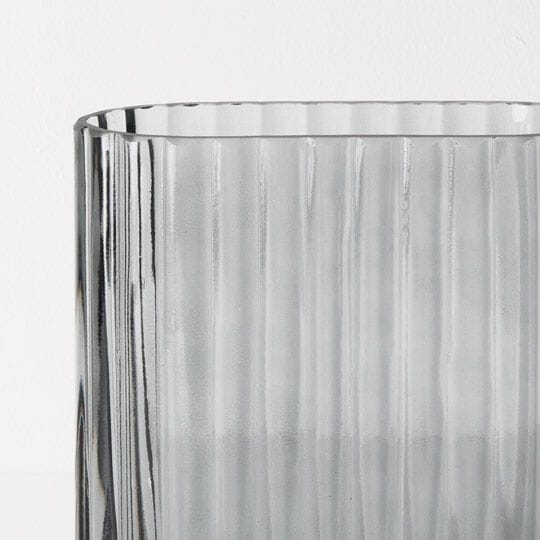 Paloma Oval Ripple Vase in Grey - Small