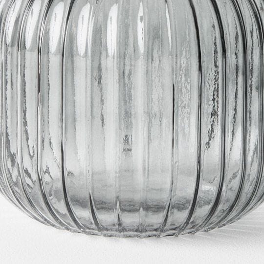 Lola Ripple Glass Vase in Grey - Small