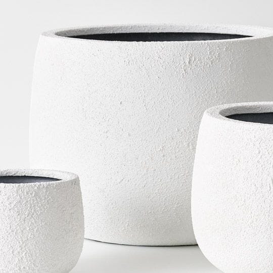 Imeri Stone Textured Pot in White - Medium